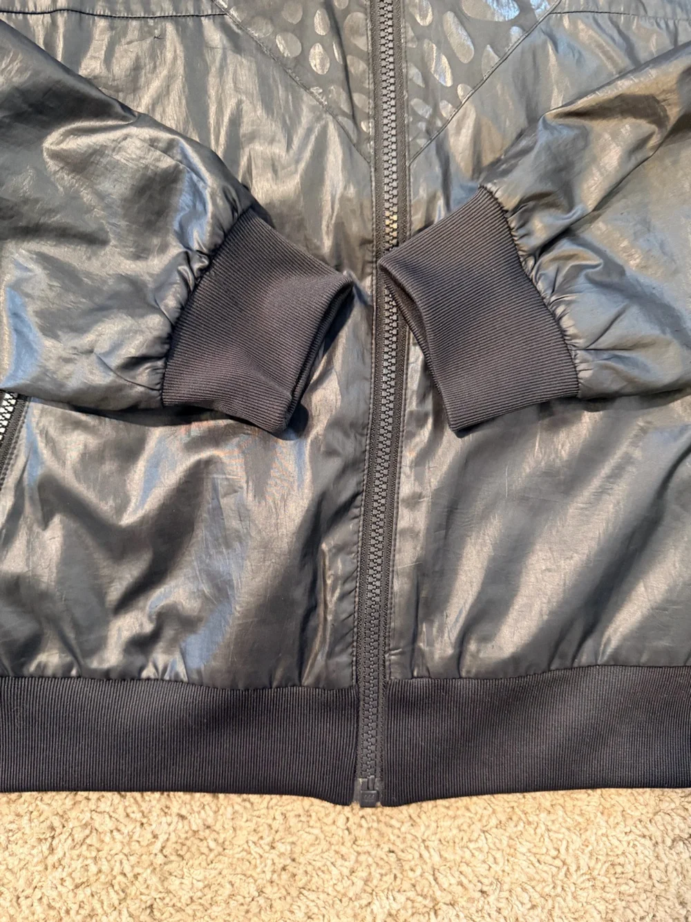 Limited Adidas Black Shiny Hooded Snakeskin Windbreaker Jacket
